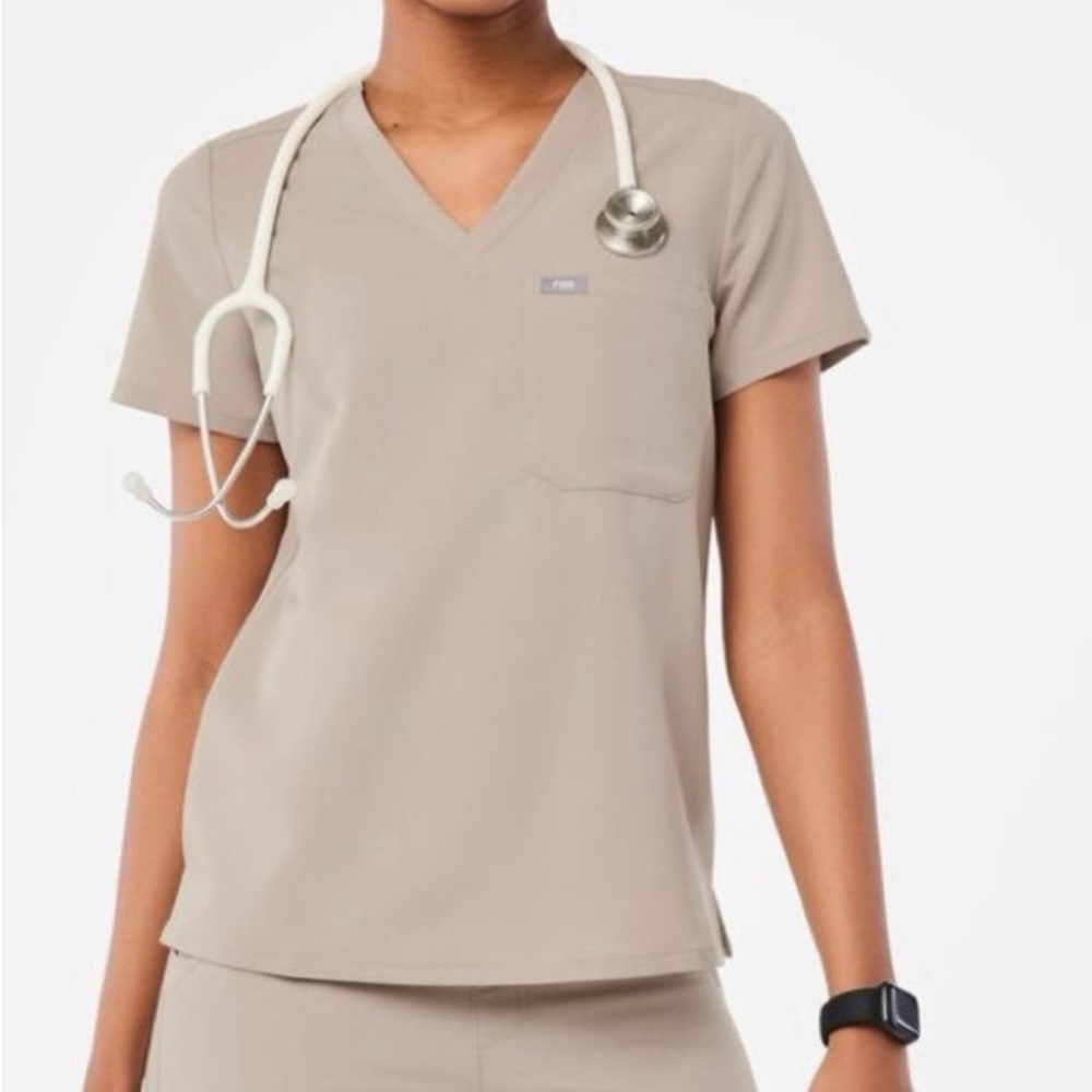 FiGS Tan Sleeveless Fitted Top